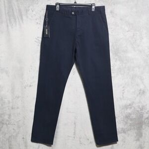Oxford Pants Mens 35x33 Navy Blue Chino Slim Stretch Casual Tapered Dress Preppy